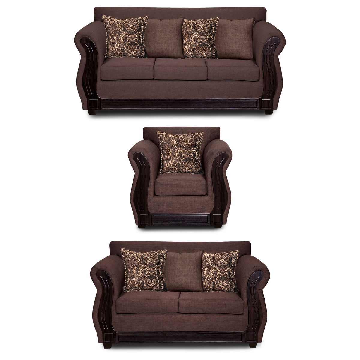 ADONIS LEUDH - Living 3+2+1 Caburgua Tela Lisa Café.