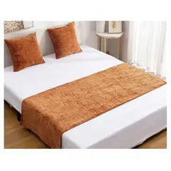 GENERICO - Set Piecera Chenille Color Terracota cm + 2 Fundas cm 2 Plazas o King
