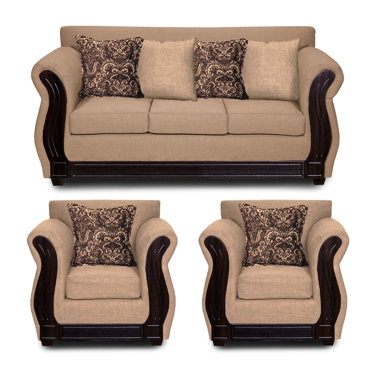 ADONIS LEUDH - Living 3+1+1 Caburgua Tela Lisa Beige