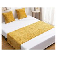 Set Piecera Chenille Mostaza + 2 Fundas cm 2 Plazas o King