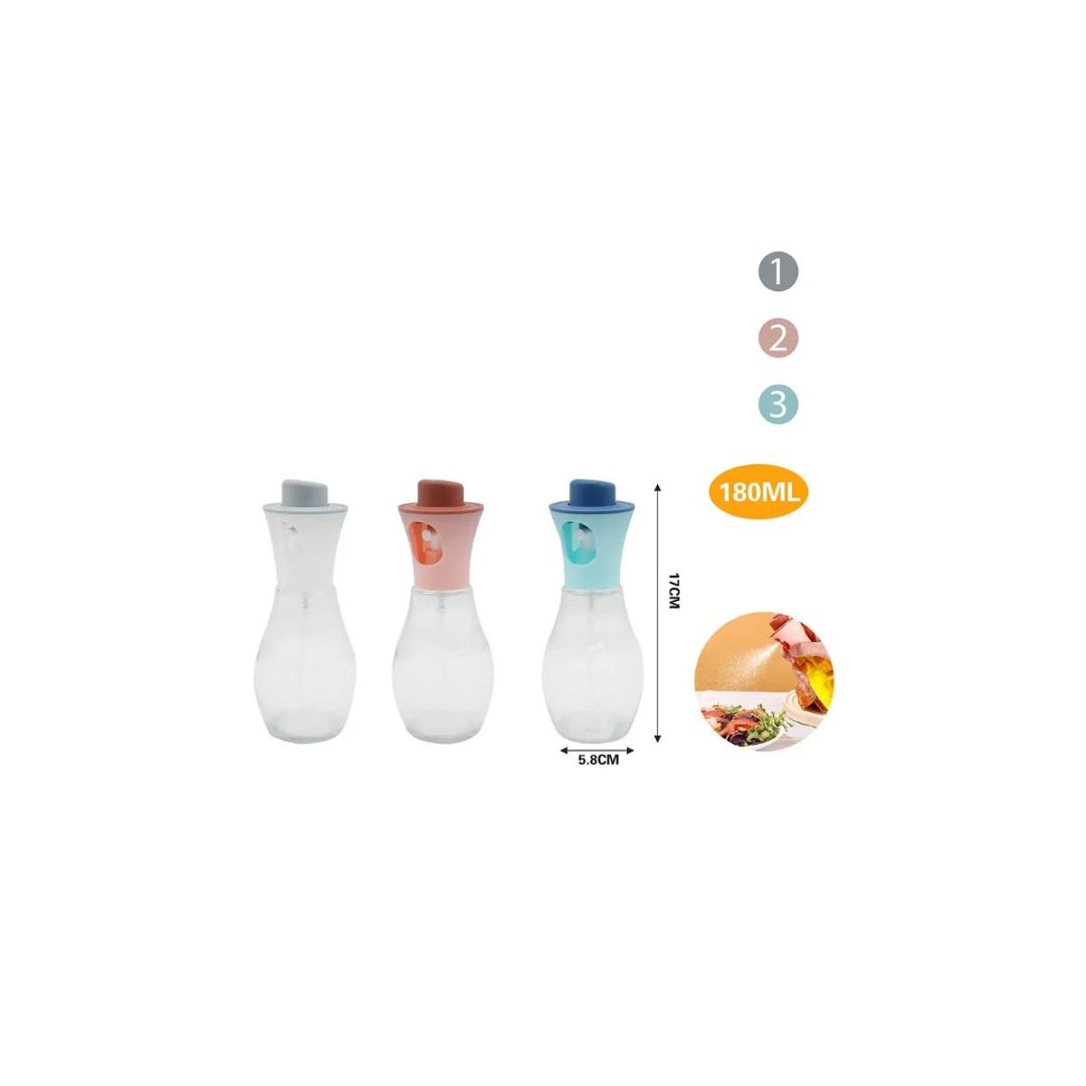 GENERICO - BOTELLA DE ACEITE DE VIDRIO CON SPRAY 180ML.