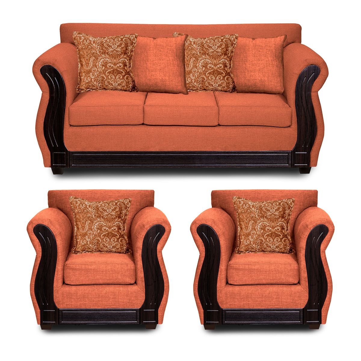 ADONIS LEUDH - Living 3+1+1 Caburgua Tela Lisa Naranja