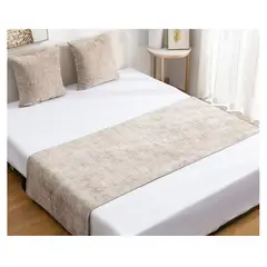 GENERICO - Set Piecera Chenille Beige + 2 Fundas cm 2 Plazas o King
