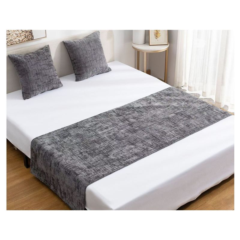 GENERICO - Set Piecera Chenille Gris + 2 Fundas cm  2 Plazas o King