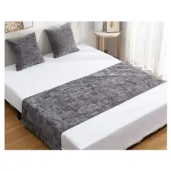 GENERICO - Set Piecera Chenille Gris + 2 Fundas cm 2 Plazas o King