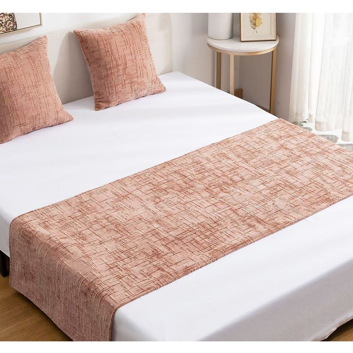 Set Piecera Chenille Palo de Rosa + 2 Fundas cm  2 Plazas o King, marca GENERICO - Foto Principal