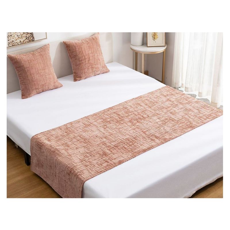 GENERICO - Set Piecera Chenille Palo de Rosa + 2 Fundas cm  2 Plazas o King