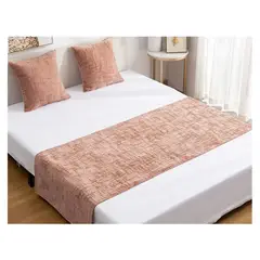 GENERICO - Set Piecera Chenille Palo de Rosa + 2 Fundas cm 2 Plazas o King