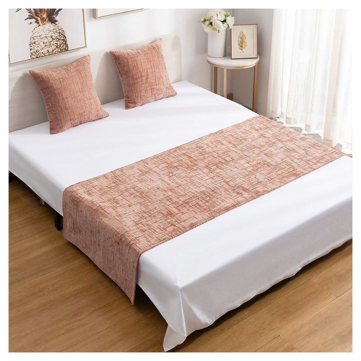 Set Piecera Chenille Palo de Rosa + 2 Fundas cm  2 Plazas o King, marca GENERICO - Foto 2