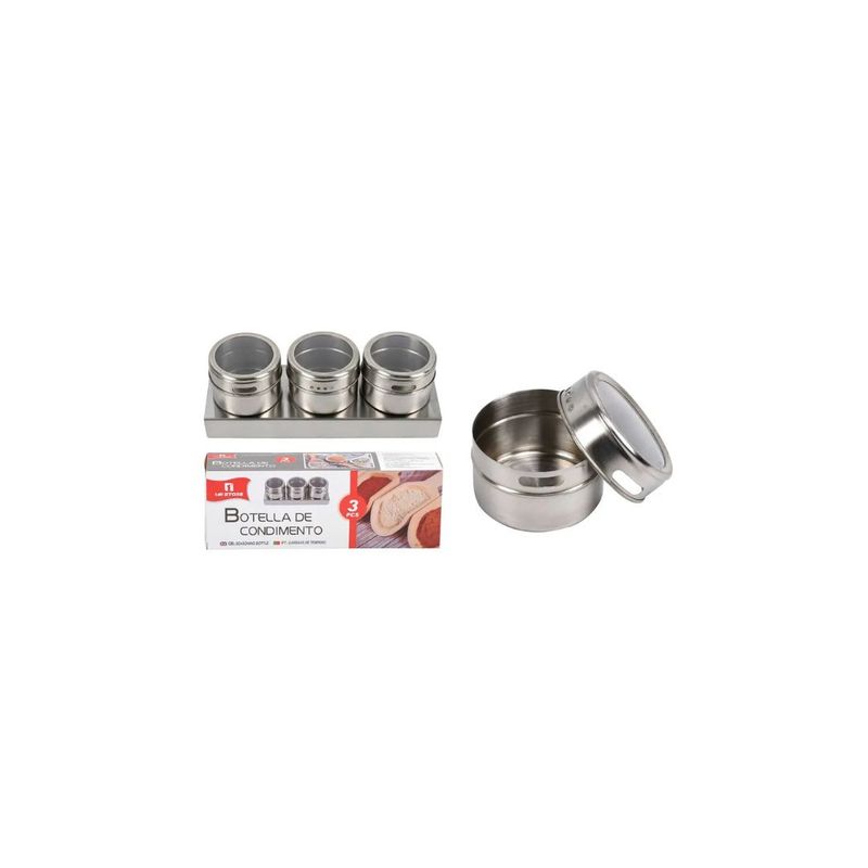 GENERICO - SET DE 3 ENVASES PARA CONDIMENTOS 6X3CM.