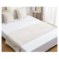 GENERICO - Set Piecera Chenille Crema + 2 Fundas cm 2 Plazas o King