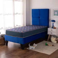 COLBOX - Cama Europea AF Tap-Azul + Respaldo Zeus 15 Plazas Azul