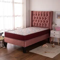 COLBOX - Cama Europea AF Tap-Blanca + Respaldo Hades 15 Plazas Rosa