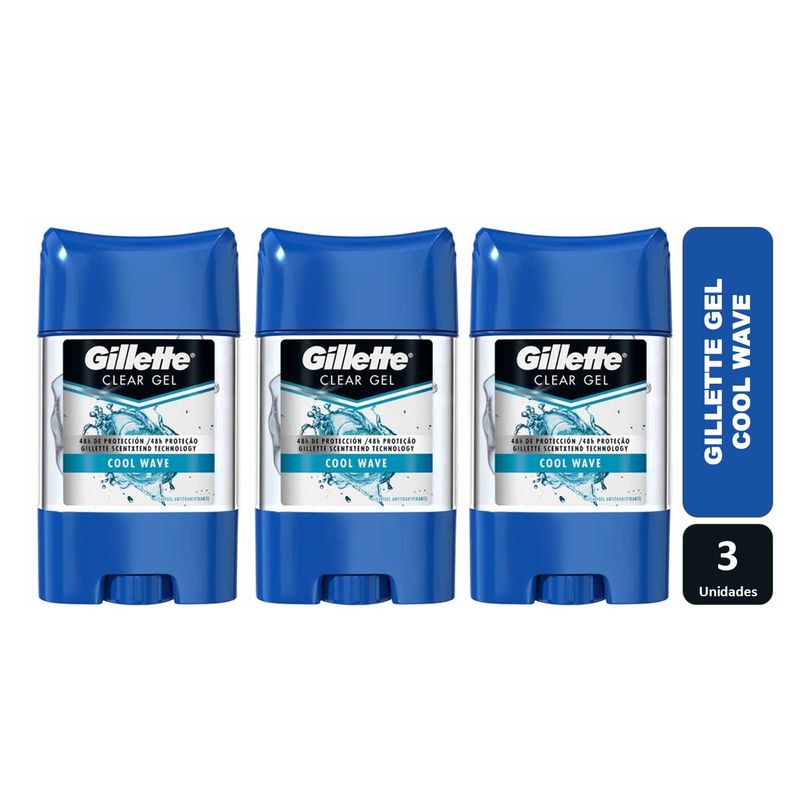 GILLETTE - Pack X 3 Desodorante Gel Clear Gillette Cool Wave