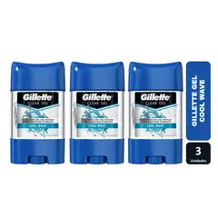 GILLETTE - Pack X 3 Desodorante Gel Clear Cool Wave