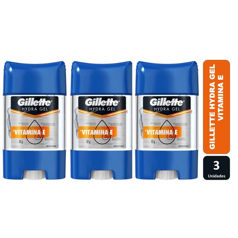 GILLETTE - Pack X 3 Desodorante Hydra Gel Gillette Vitamina E.-