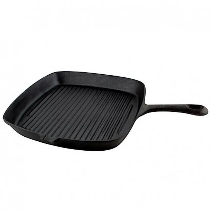 LUGANO - Sartén Grill Cuadrada 26 cm Fierro Fundido con Boquilla de Vertido