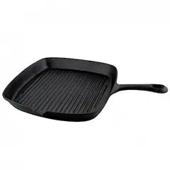 LUGANO - Sartén Grill Cuadrada 26 cm Fierro Fundido con Boquilla de Vertido