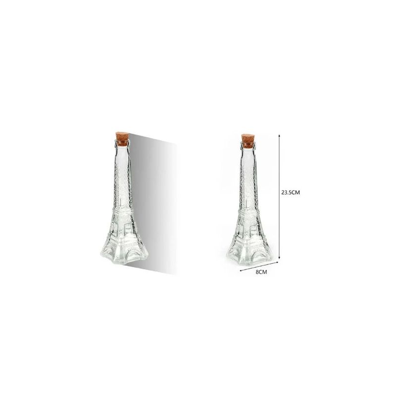 GENERICO - BOTELLA DE VIDRIO TORRE EIFFEL 23CM TAPA DE CORCHO