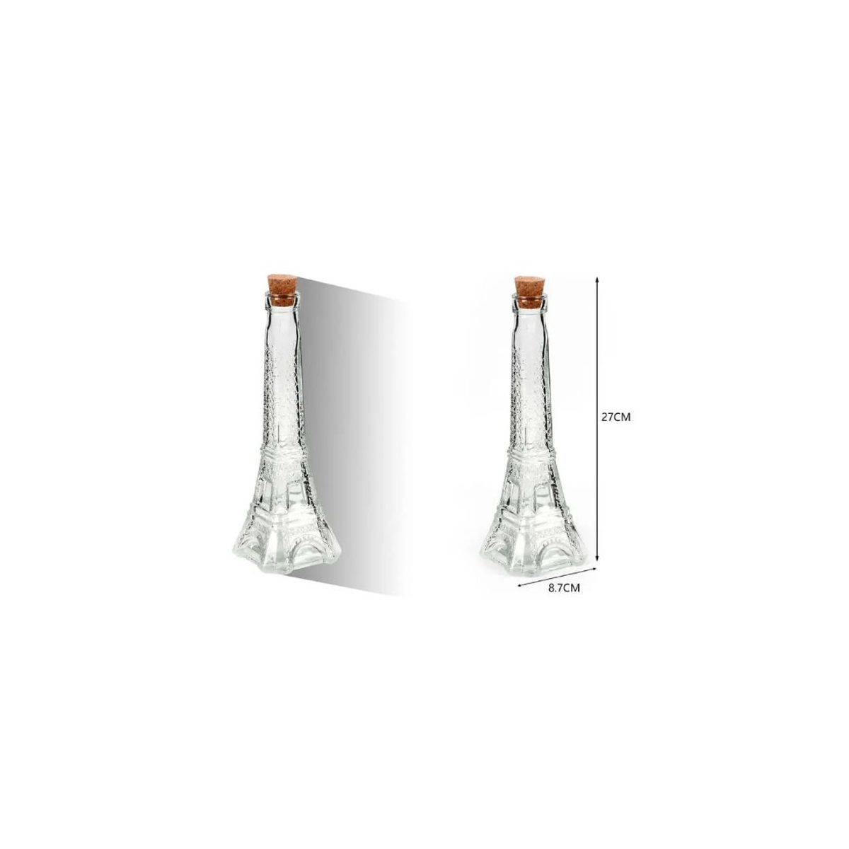 GENERICO - BOTELLA DE VIDRIO TORRE EIFFEL 27CM TAPA DE CORCHO