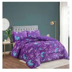 GENERICO - Cobertor de invierno de Plush y Chiporro 2 Plazas - Violeta Mariposas