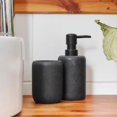 DECO EXPRESS - Set 2 accesorios de baño Dispensador de jabón y Vaso Noir