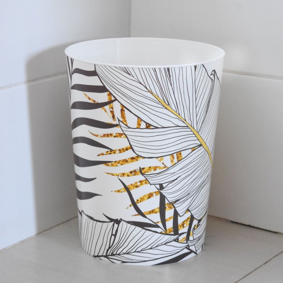 DECO EXPRESS - Papelero Sun Blanco gold 6LT