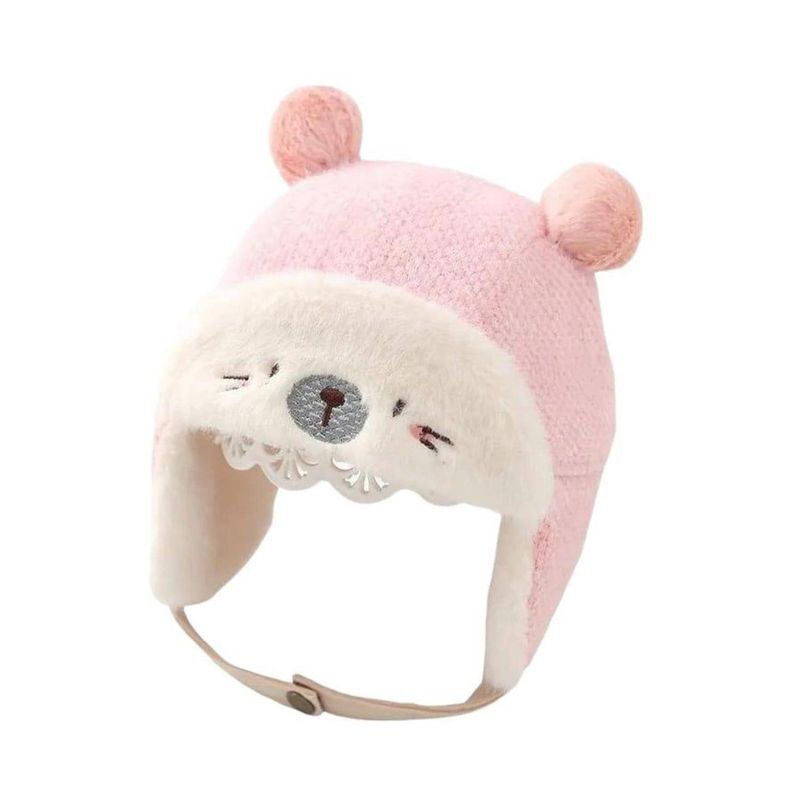 PUNTO STORE - Gorro Para Bebe Con Cubre Orejas Osito Rosado - Shopyclick