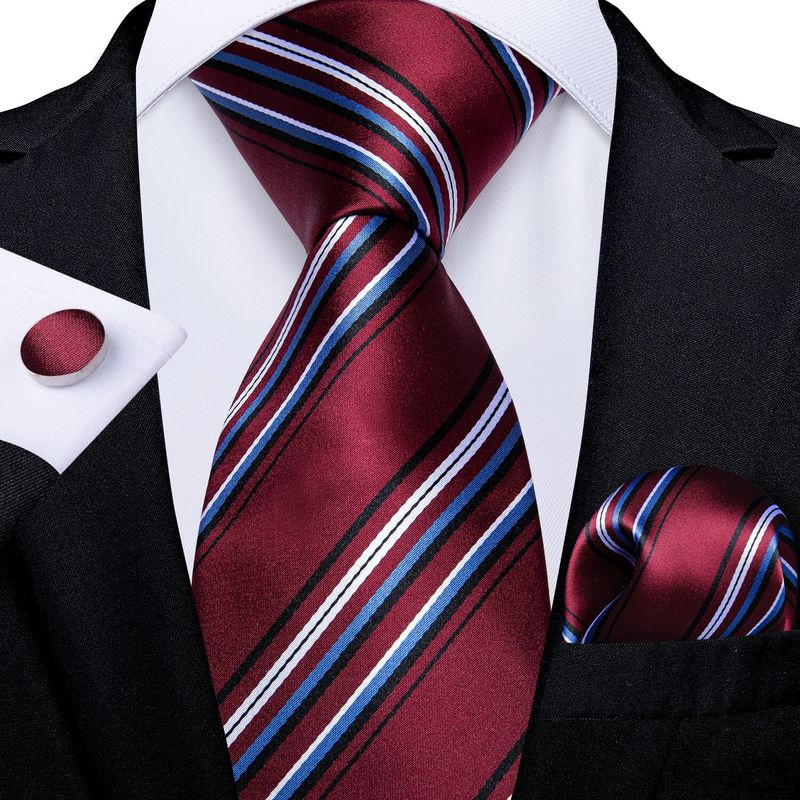 SN SONEC - Set Corbata Hombre Seda con Pañuelo Colleras Modelos Multitono En Caja