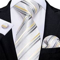 Set Corbata Hombre Seda con Pañuelo Colleras Modelos Multitono En Caja
