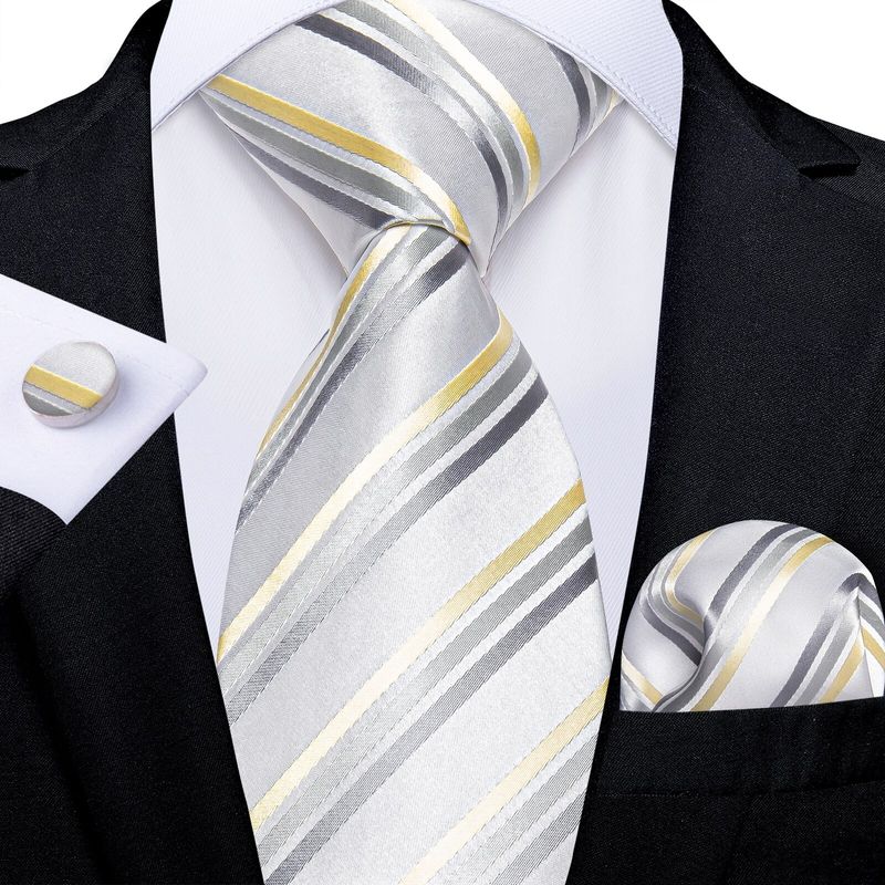 SN SONEC - Set Corbata Hombre Seda con Pañuelo Colleras Modelos Multitono En Caja