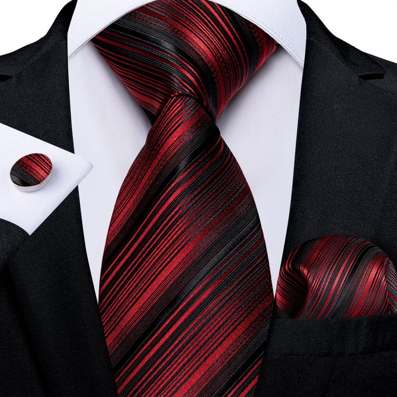 SN SONEC - Set Corbata Hombre Seda con Pañuelo Colleras Modelos Multitono En Caja