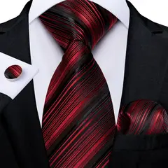 SN SONEC - Set Corbata Hombre Seda con Pañuelo Colleras Modelos Multitono En Caja