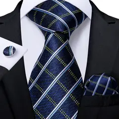 SN SONEC - Set Corbata Hombre Seda con Pañuelo Colleras Modelos Multitono En Caja