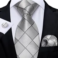 SN SONEC - Set Corbata Hombre Seda con Pañuelo Colleras Modelos Multitono En Caja