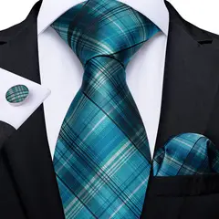 SN SONEC - Set Corbata Hombre Seda con Pañuelo Colleras Modelos Multitono En Caja