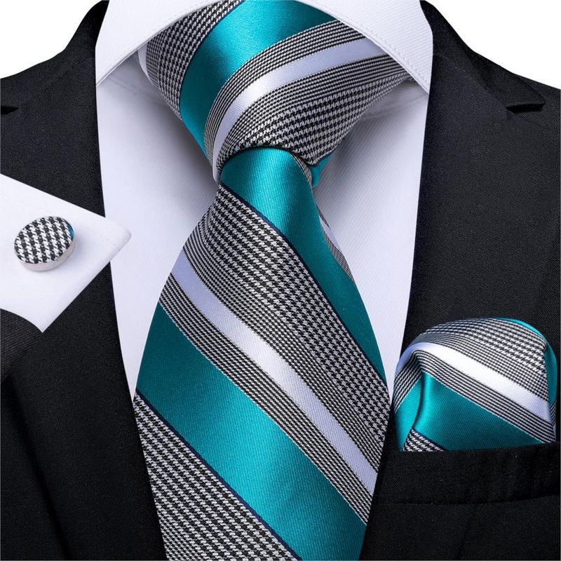 SN SONEC - Set Corbata Hombre Seda con Pañuelo Colleras Modelos Multitono En Caja