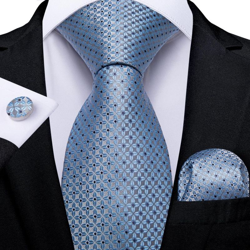 SN SONEC - Set Corbata Hombre Seda con Pañuelo Colleras Modelos Multitono En Caja