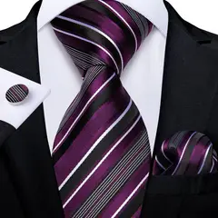 SN SONEC - Set Corbata Hombre Seda con Pañuelo Colleras Modelos Multitono En Caja