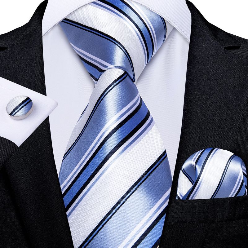 SN SONEC - Set Corbata Hombre Seda con Pañuelo Colleras Modelos Multitono En Caja
