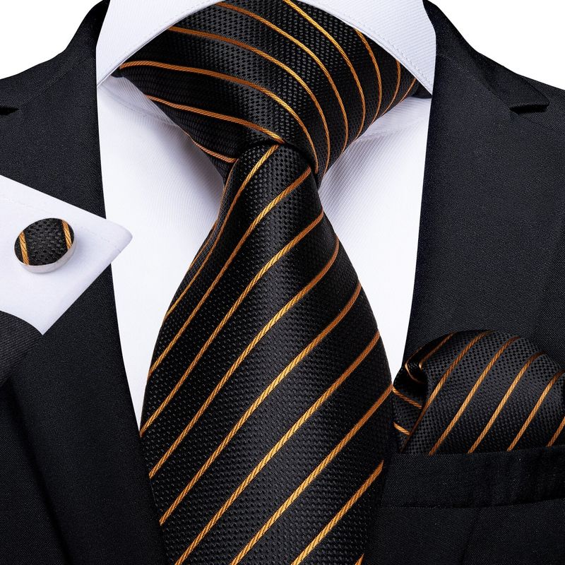 SN SONEC - Set Corbata Hombre Seda con Pañuelo Colleras Modelos Multitono En Caja
