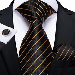 SN SONEC - Set Corbata Hombre Seda con Pañuelo Colleras Modelos Multitono En Caja