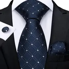SN SONEC - Set Corbata Hombre Seda con Pañuelo Colleras Modelos Multitono En Caja