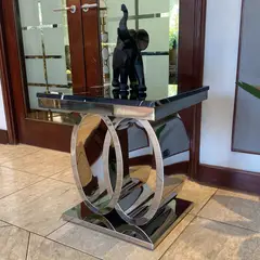 GENERICO - Mesa Lateral Cronos Plateado Negro Estambul Design.