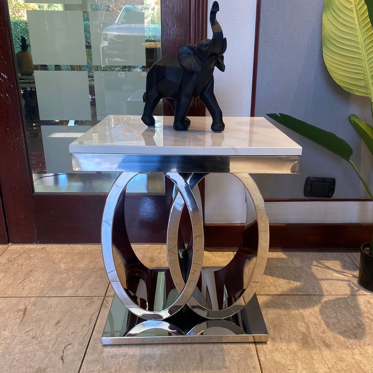 GENERICO - Mesa Lateral Cronos Plateado Blanco Estambul Design.