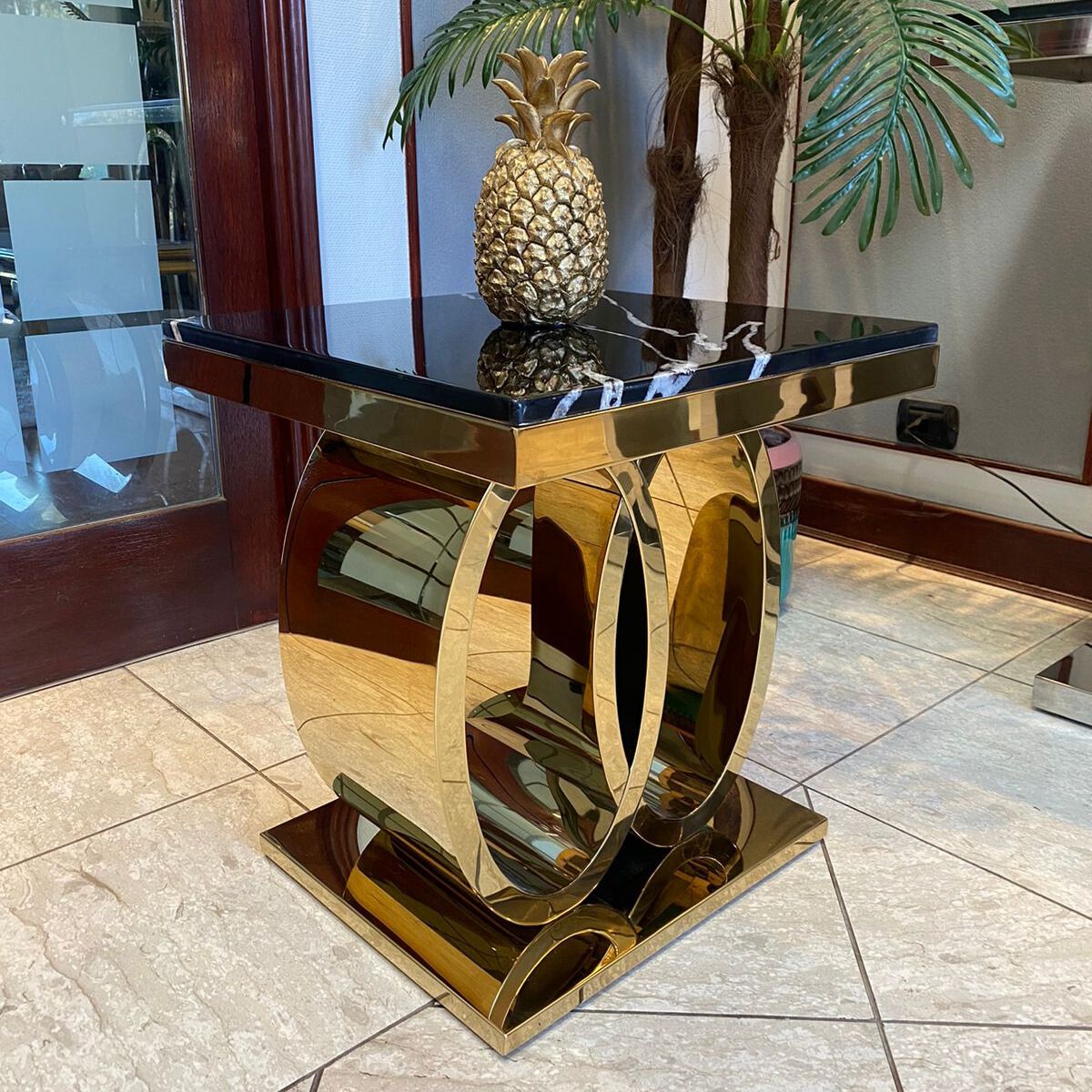 GENERICO - Mesa Lateral Cronos Dorado Negro Estambul Design.