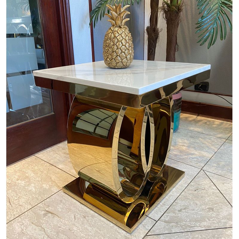 GENERICO - Mesa Lateral Cronos Dorado Blanco Estambul Design.