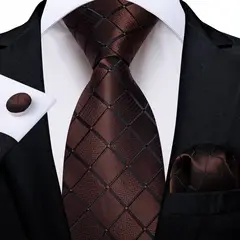 SN SONEC - Set Corbata Hombre Seda con Pañuelo Colleras Modelos Multitono En Caja