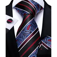 SN SONEC - Set Corbata Hombre Seda con Pañuelo Colleras Modelos Multitono En Caja