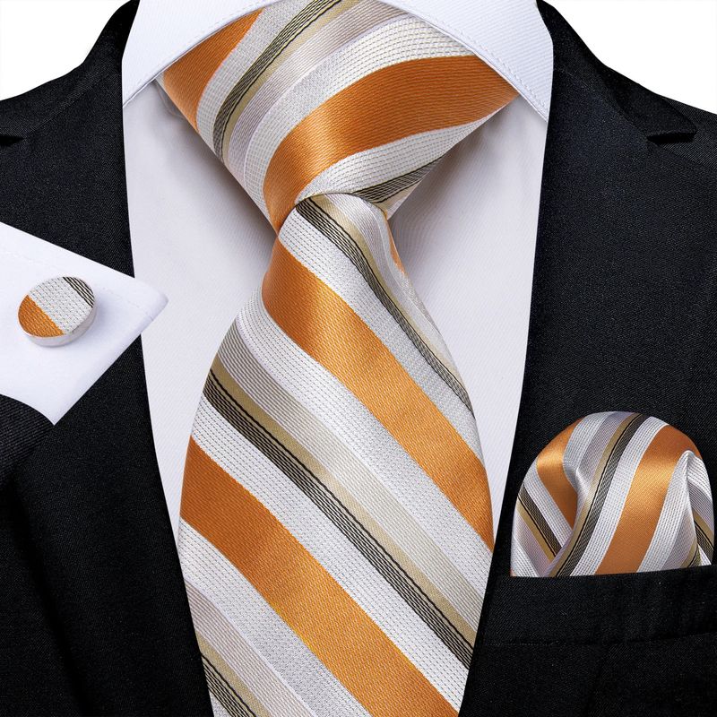 SN SONEC - Set Corbata Hombre Seda con Pañuelo Colleras Modelos Multitono En Caja
